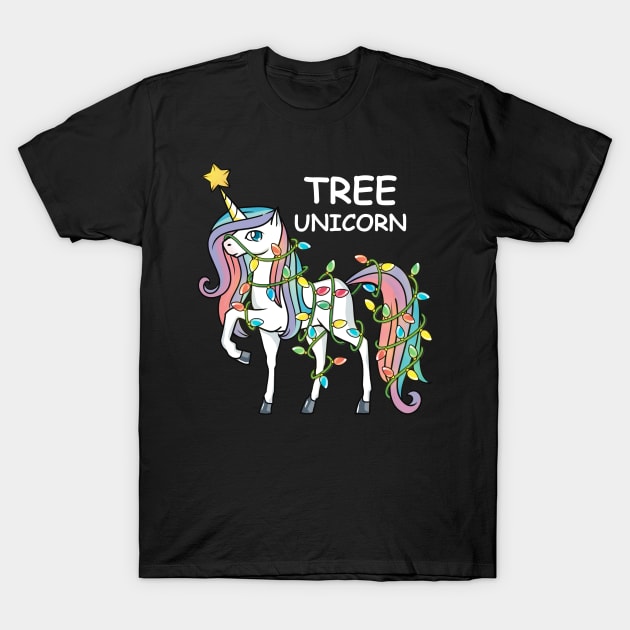 Tree Unicorn Funny Christmas T-Shirt by alaadin